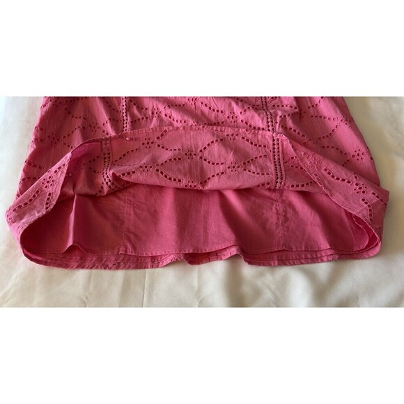 LANE BRYANT Classic Eyelet Mix Tee Women 20 Pink Gin Fizz SS Ruffle Cotton - Picture 7 of 13